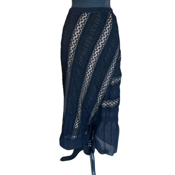 No 21 SILK MIDI SKIRT LACE OVERLAY IT 42 US 8 Excellent Pre-Owned Condition - Picture 1 of 10